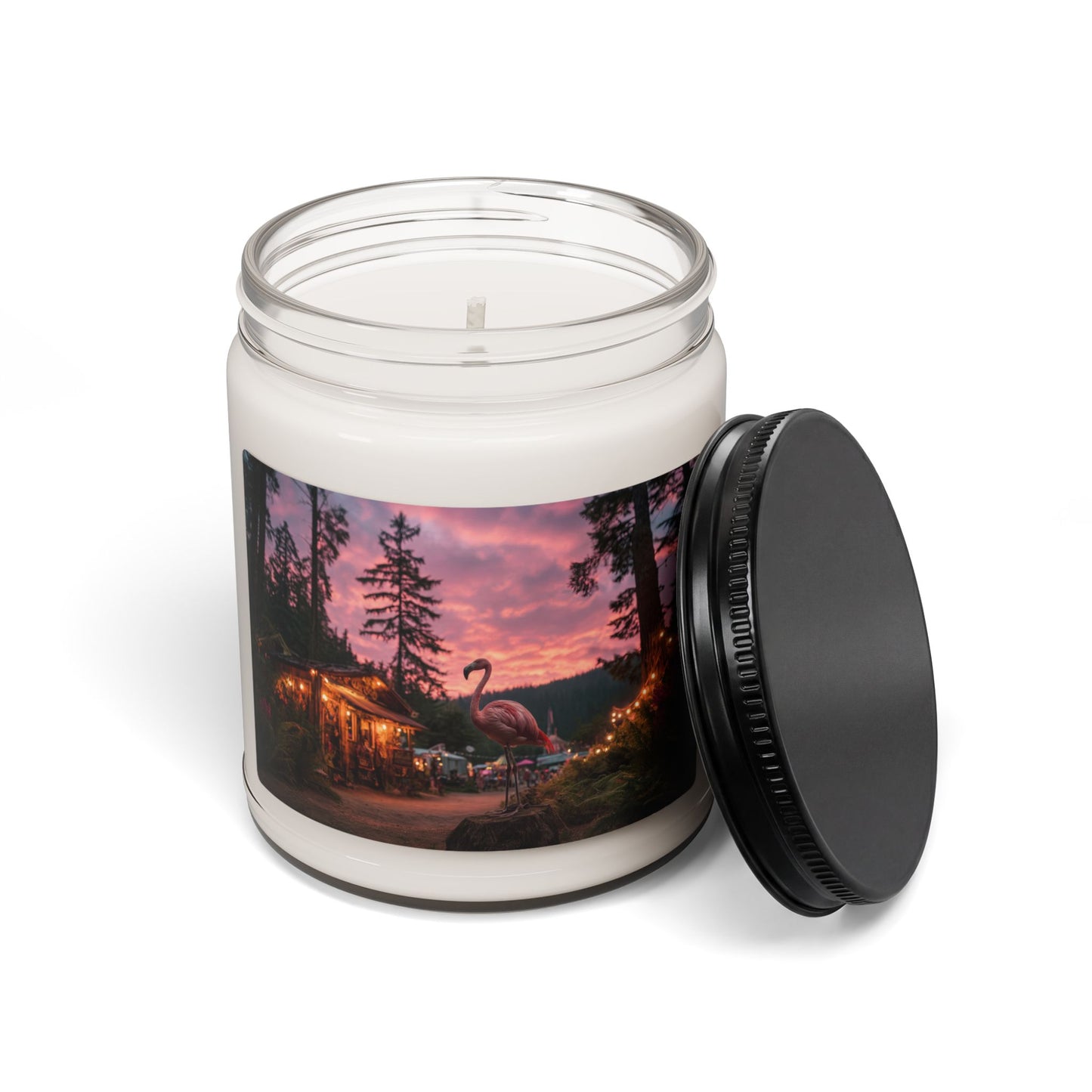 Pink Flamingo Twilight Candle – Forest Festival Dreamscape
