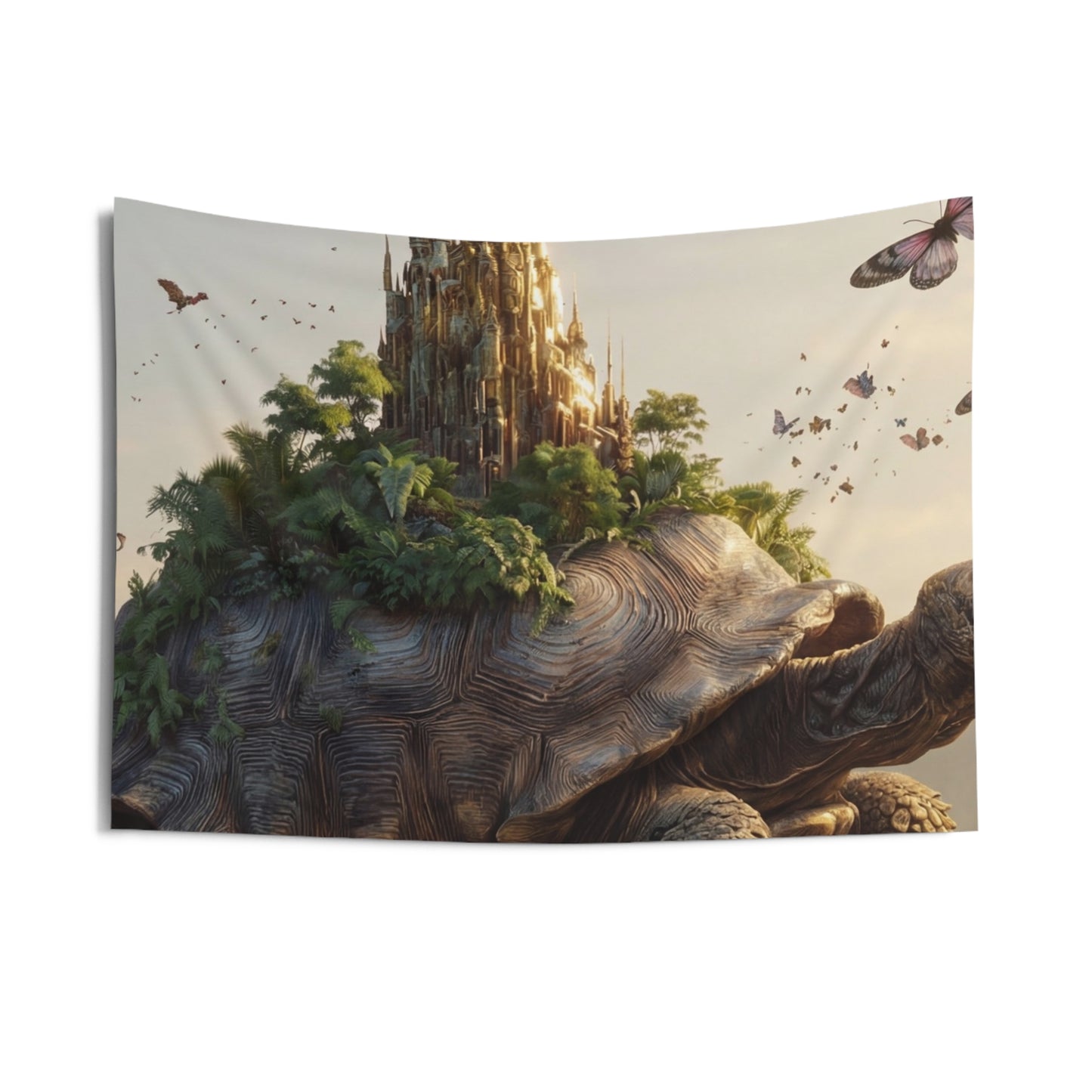 Castle on Turtle Back Indoor Wall Tapestries – Sunlit Jungle Sanctuary