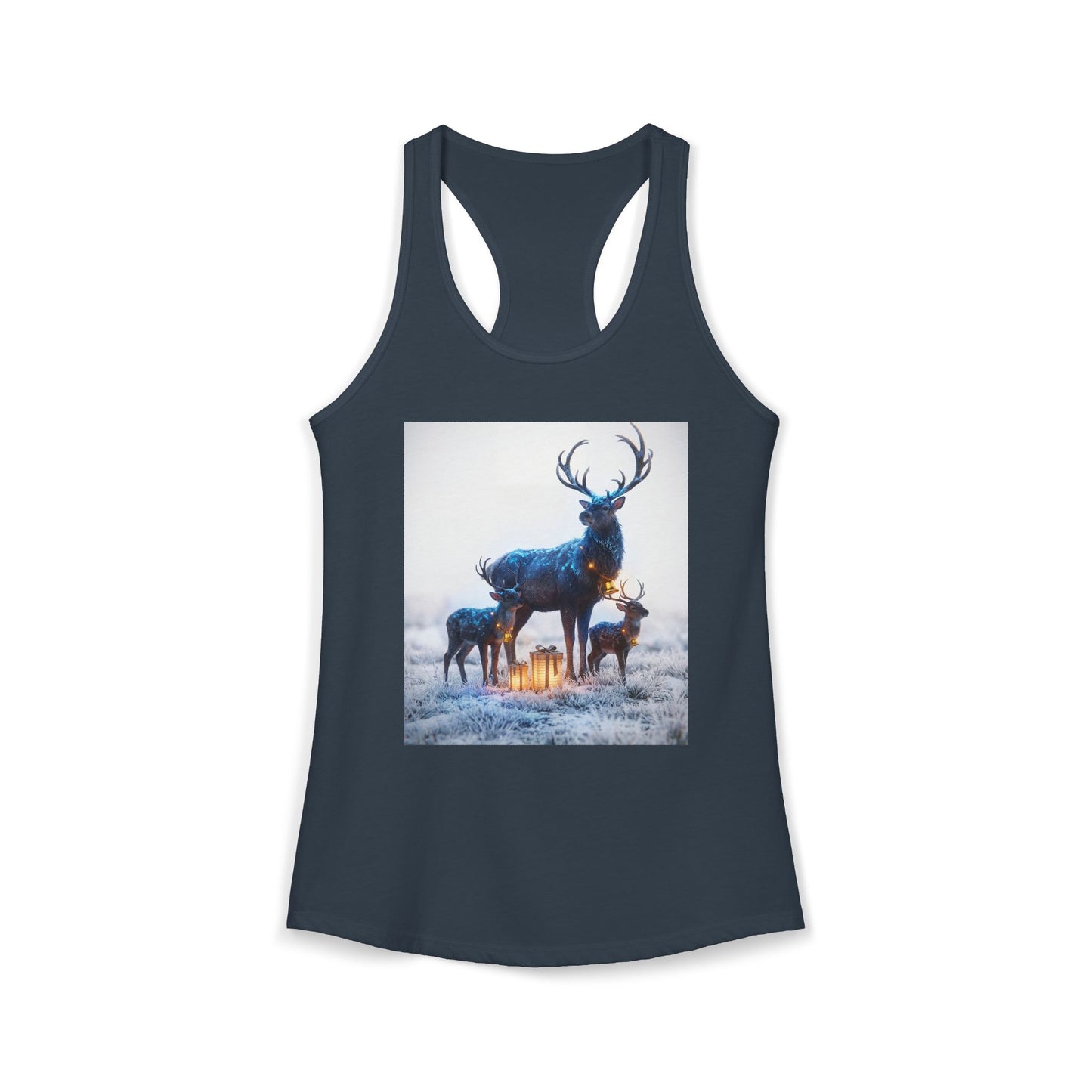 Starlight Stag Trio Women's Ideal Racerback Tank – Frost-Lit Winter Guardians