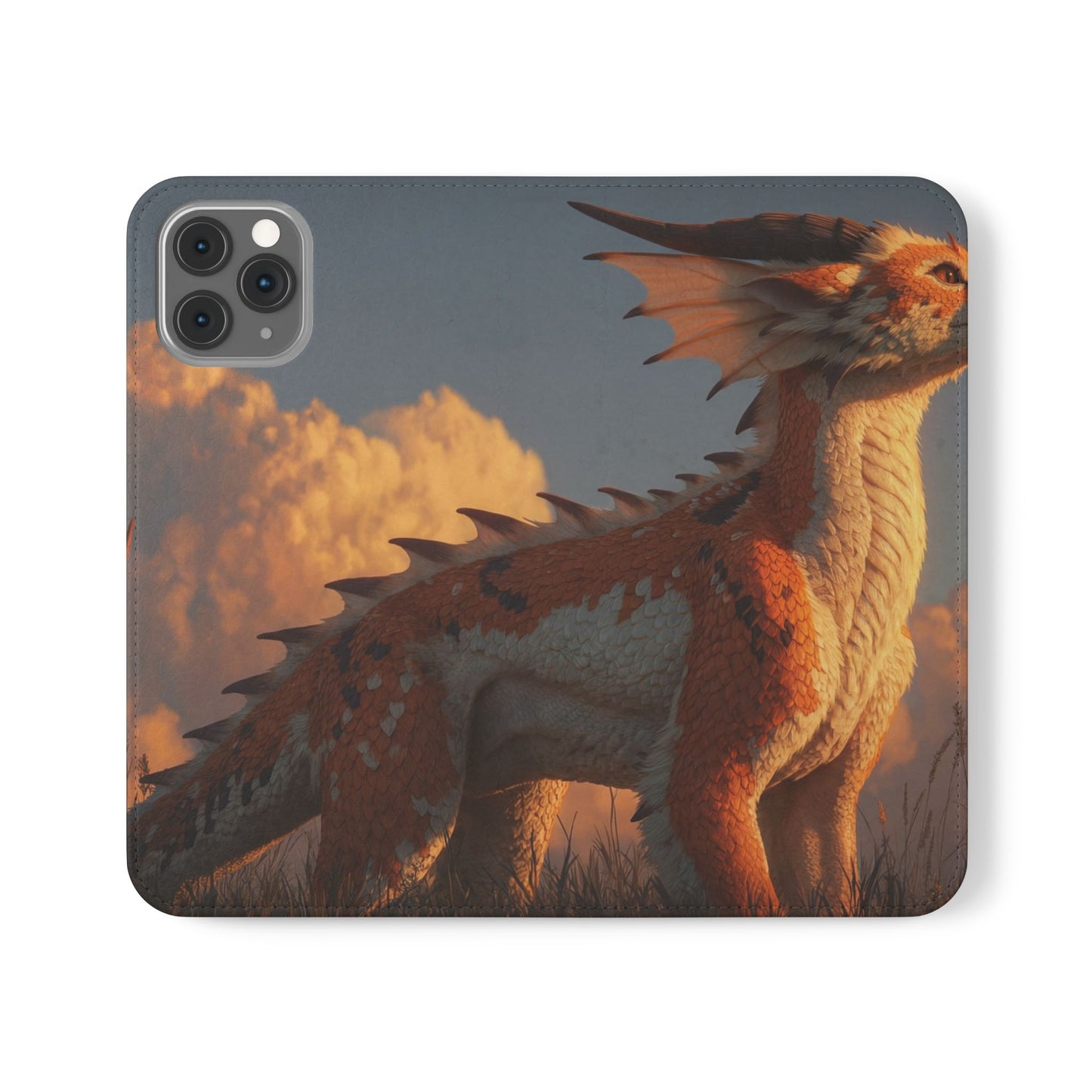 Gilded Dragon Flip Cases – Amber Sunset Guardian