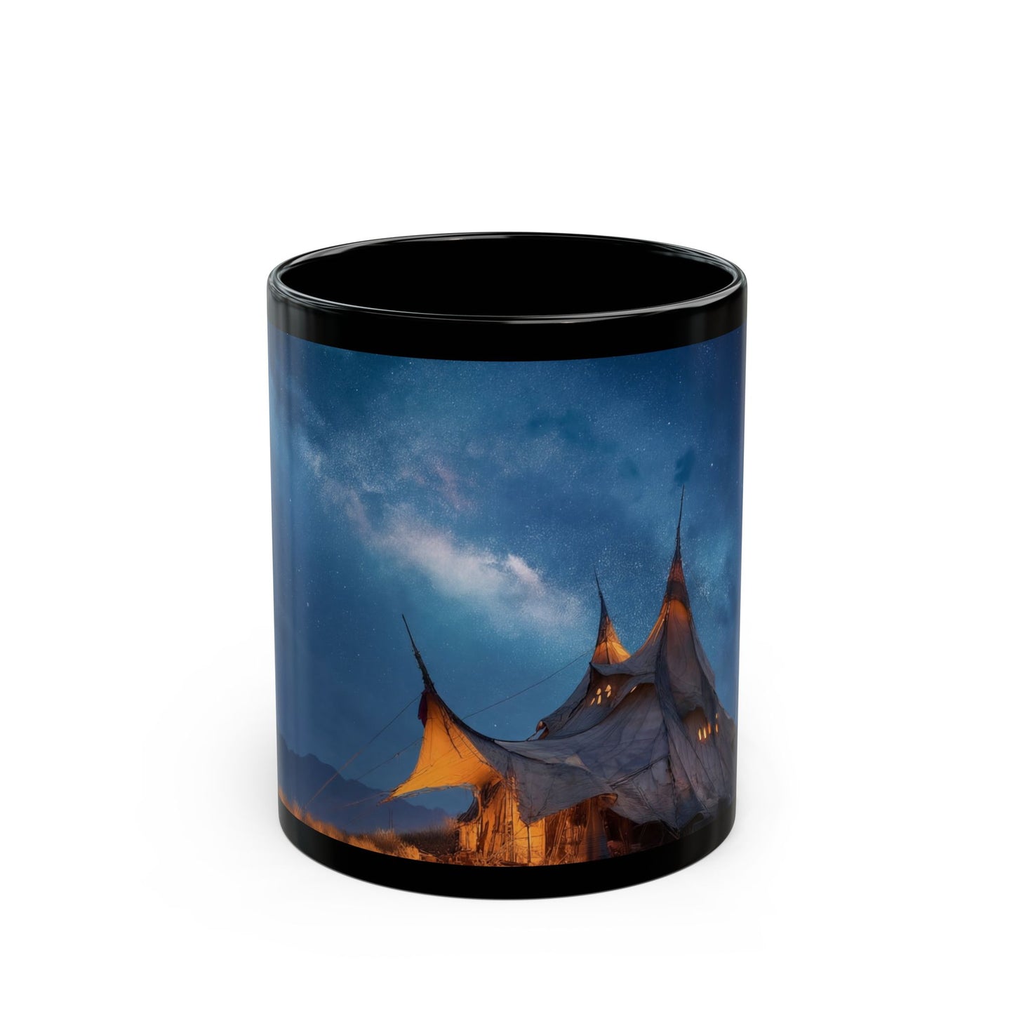 Starlit Nomad Tent Mug – Milky Way Over Desert Campfire