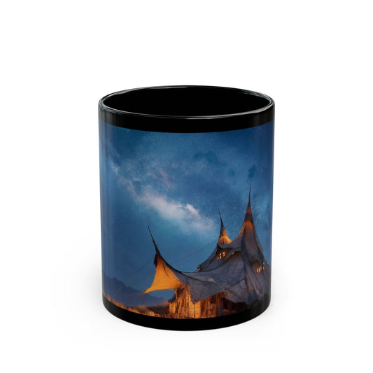Starlit Nomad Tent Mug – Milky Way Over Desert Campfire