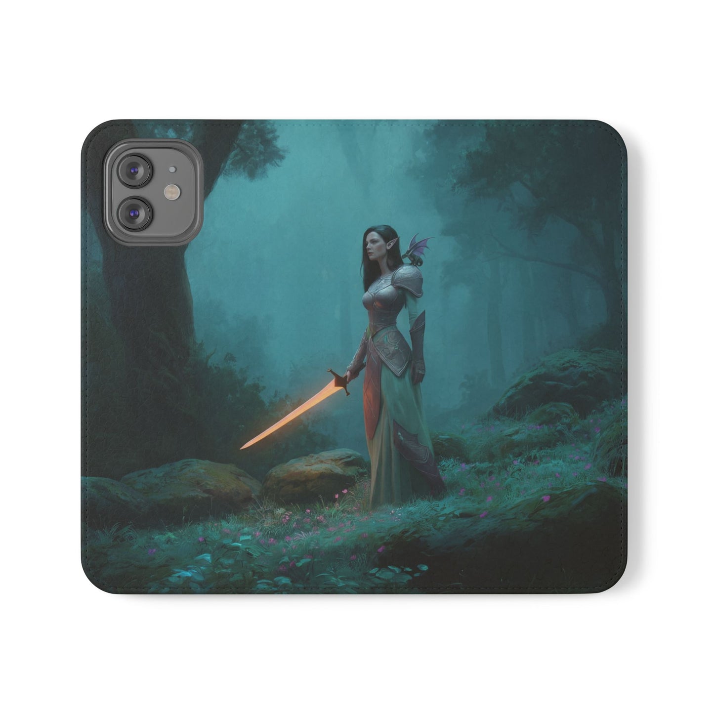 Forest Guardian Flip Cases – Elven Sentinel with Glowing Blade