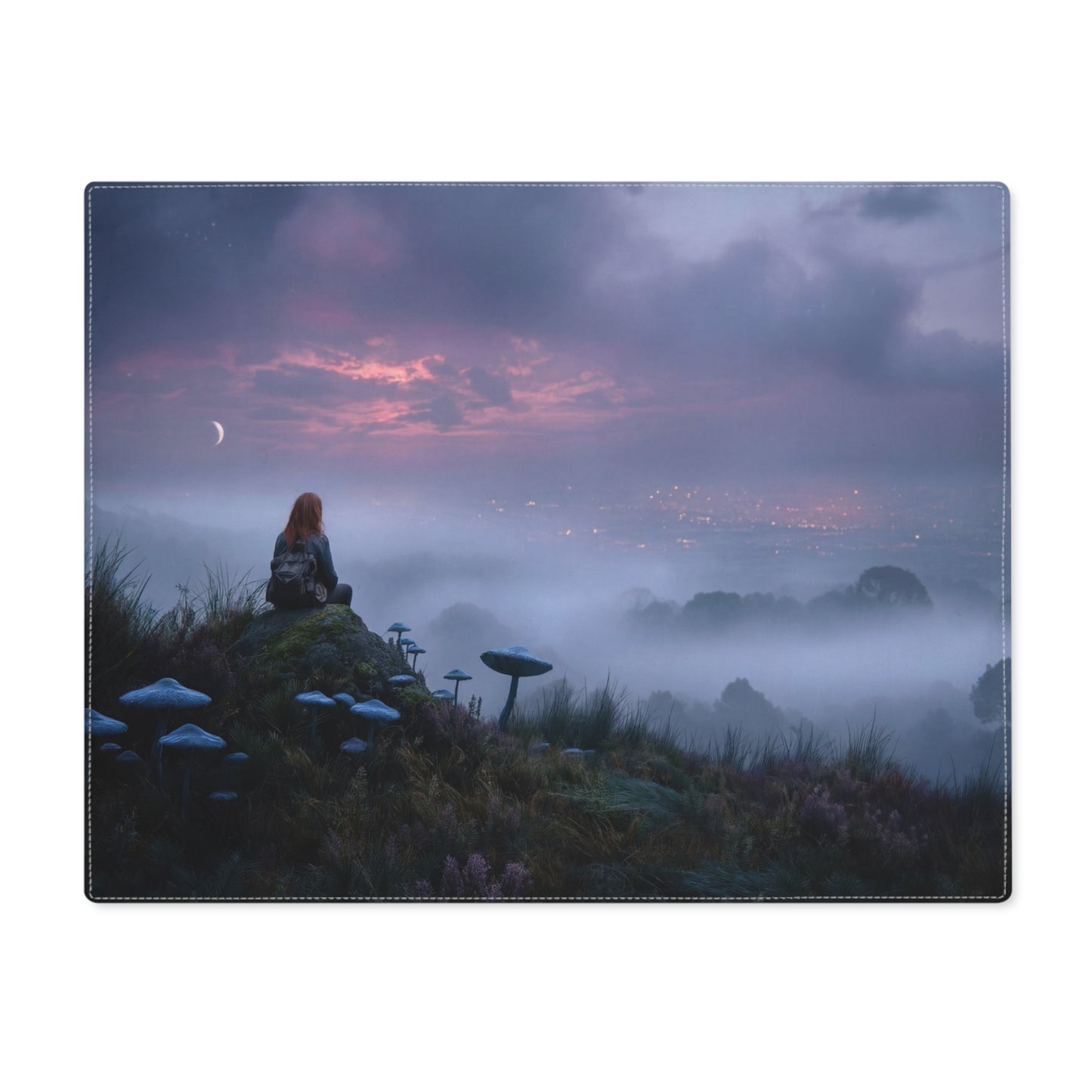 Moonlit Wanderer Placemat – Twilight Over the Misty Vale