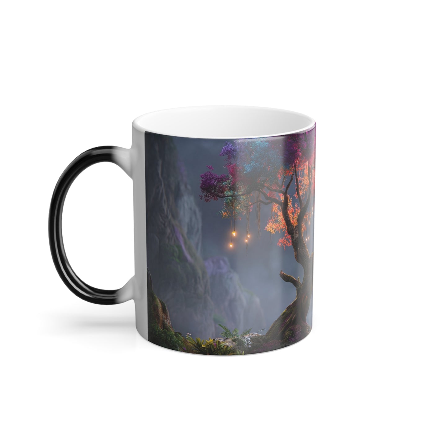 Prism Canopy Color Morphing Mug, 11oz – Rainbow Tree Moonlight Reflection