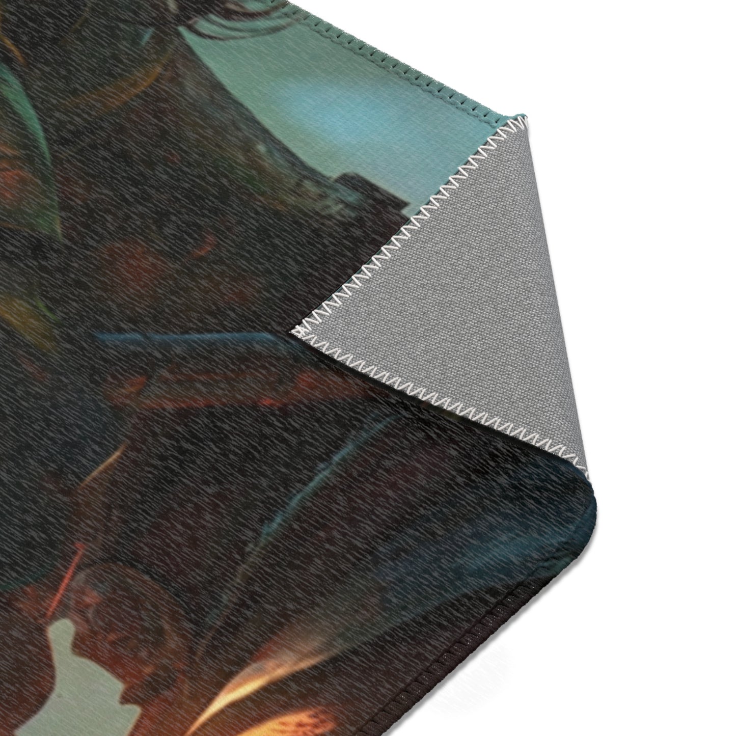 Elf Knight and Dragon Companion Area Rug – Sunlit Crystal Grove Sanctuary