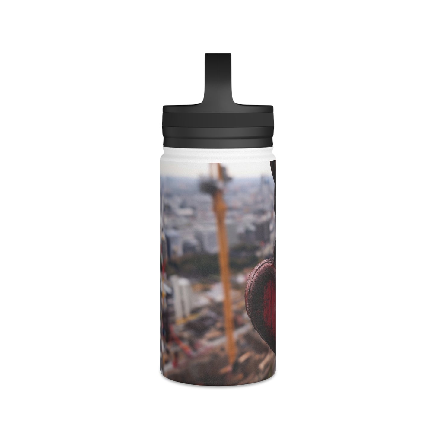 Rusty Heart Weight Bottle – Suspended Above the City’s Pulse