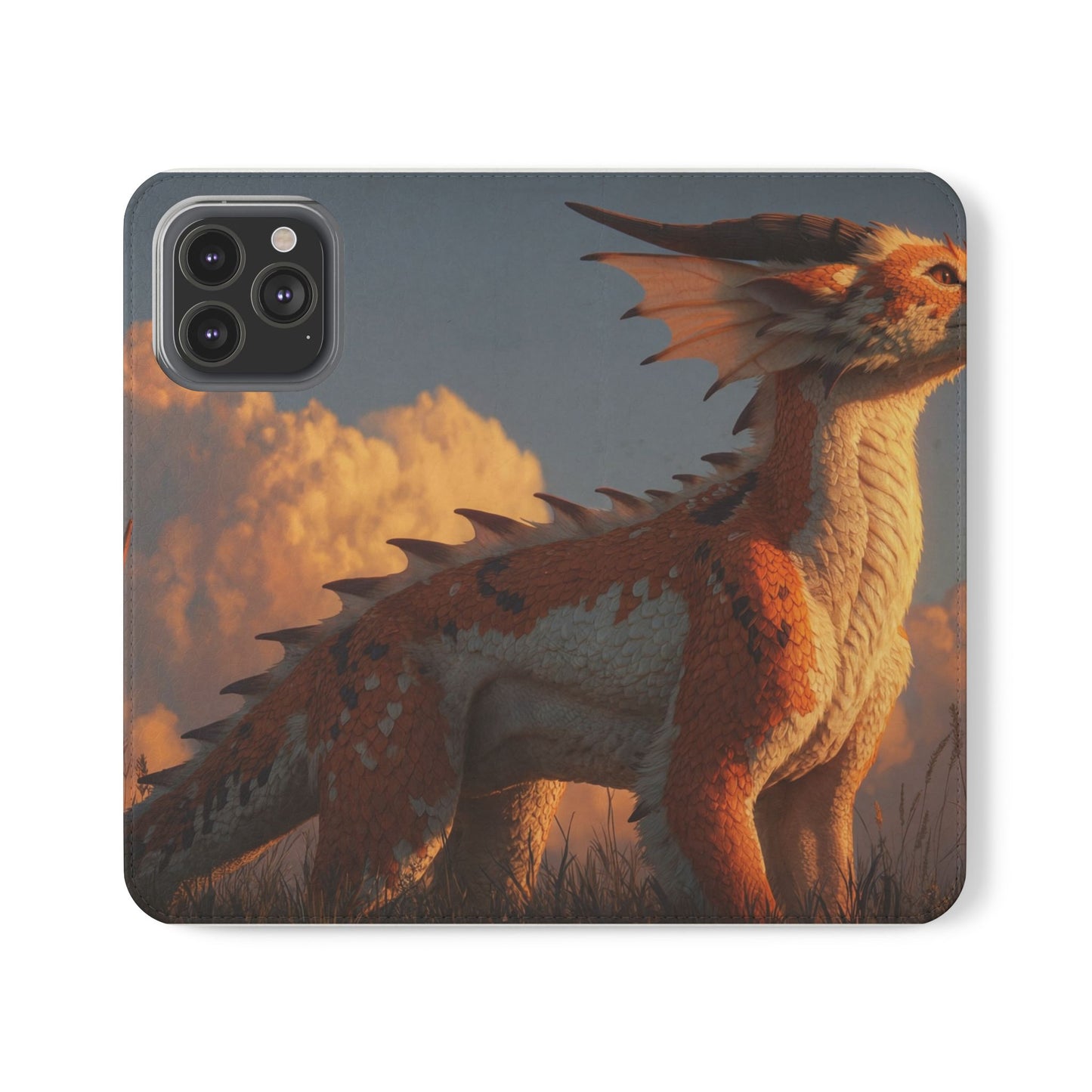 Gilded Dragon Flip Cases – Amber Sunset Guardian