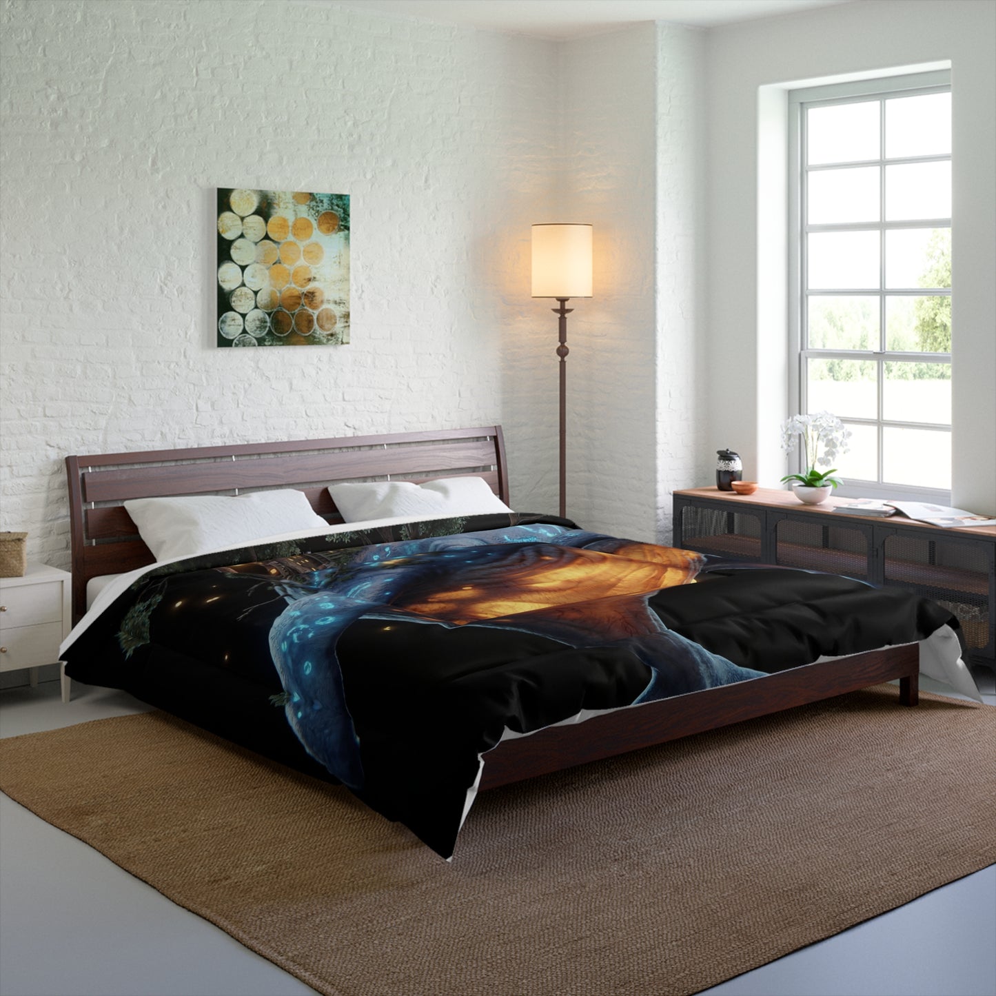Celestial Whale Comforter – Floating City Amidst Starlight