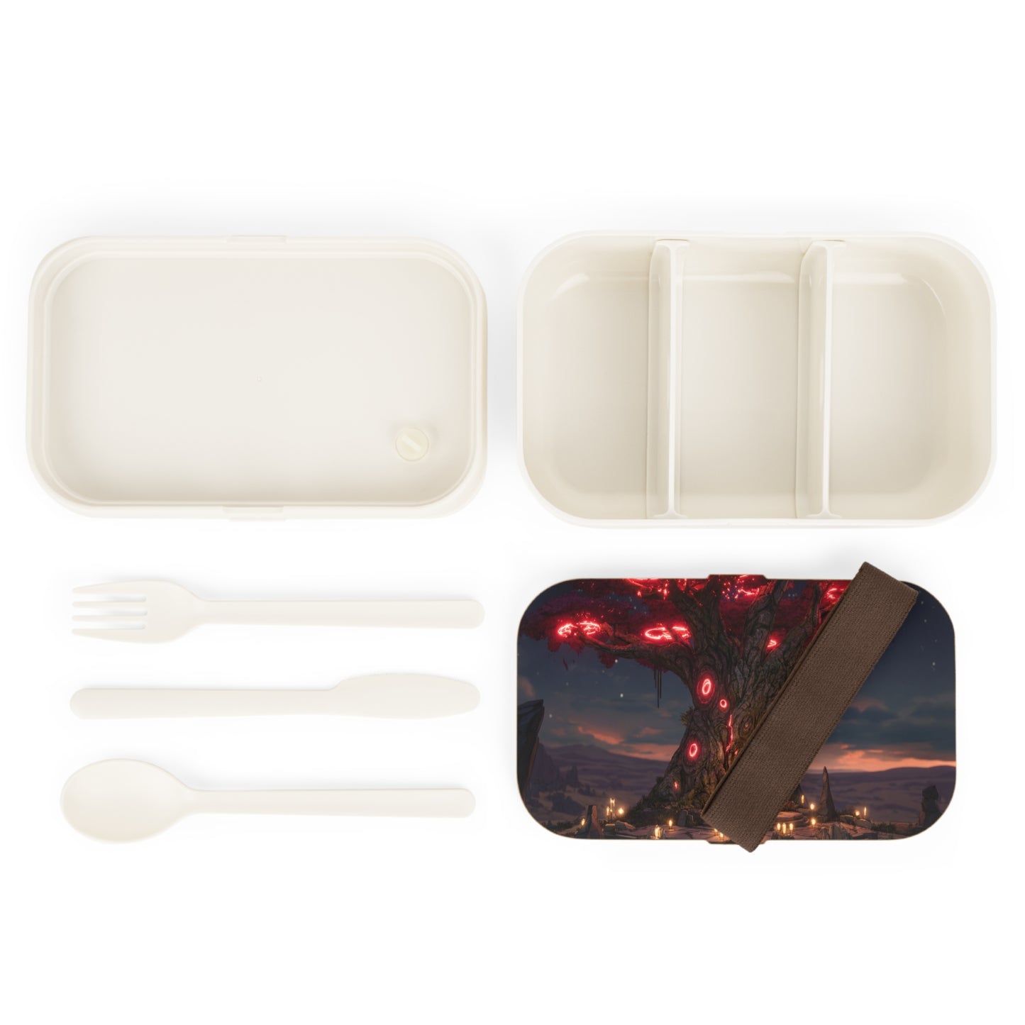 Crimson Oracle Tree Bento Lunch Box – Sunset Ritual Under Glowing Roots