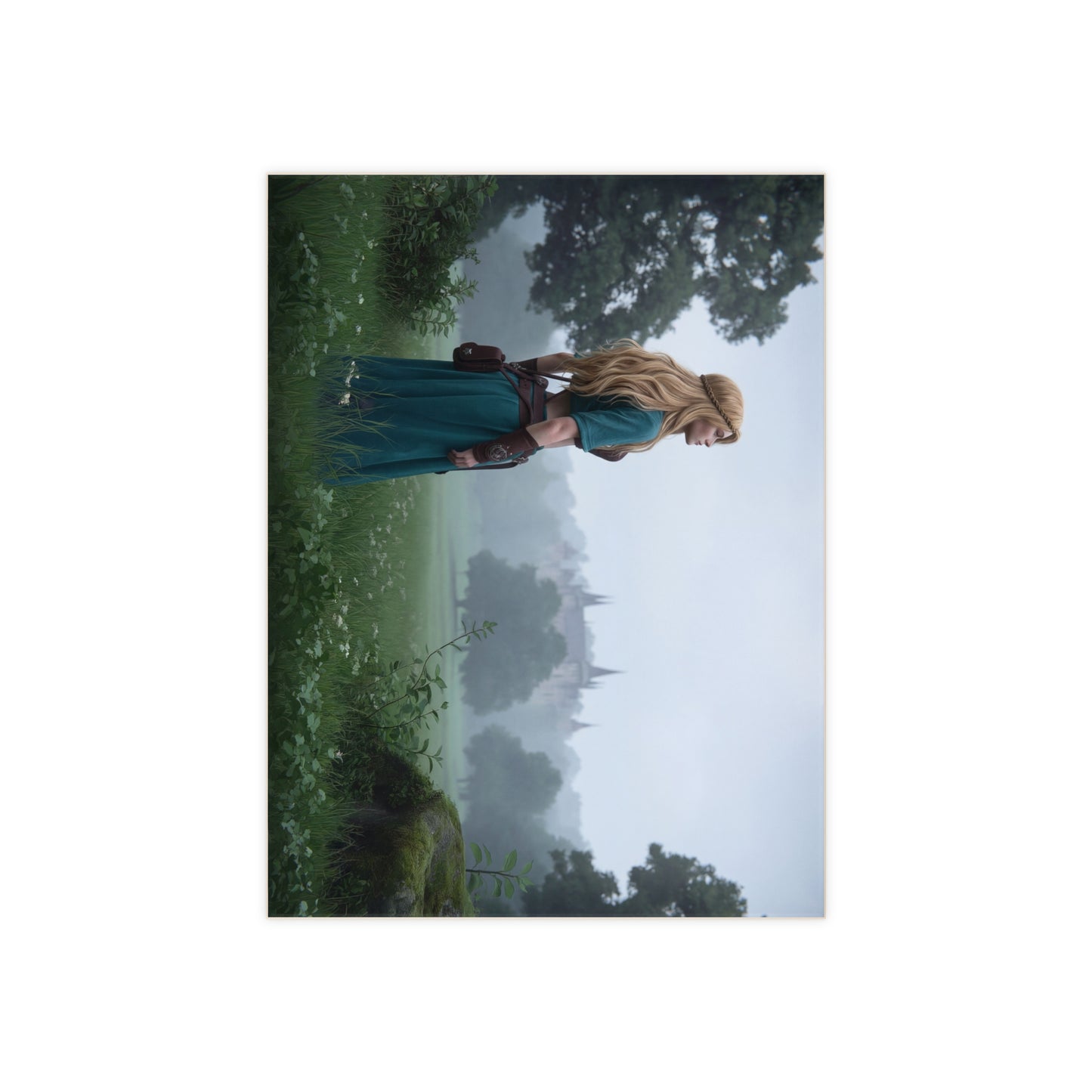 Misty Grove Pathfinder Ceramic Photo Tile – Emerald Veil and Ancient Keep