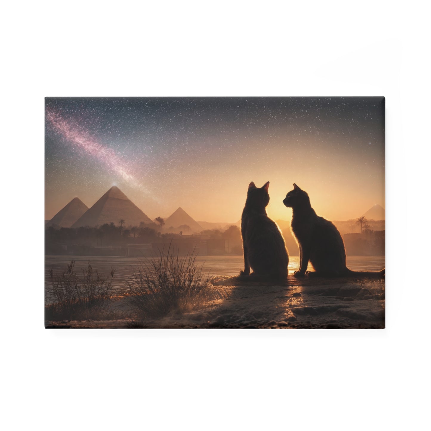 Starlit Pyramids Cat Magnet – Ancient Night Watchkeepers