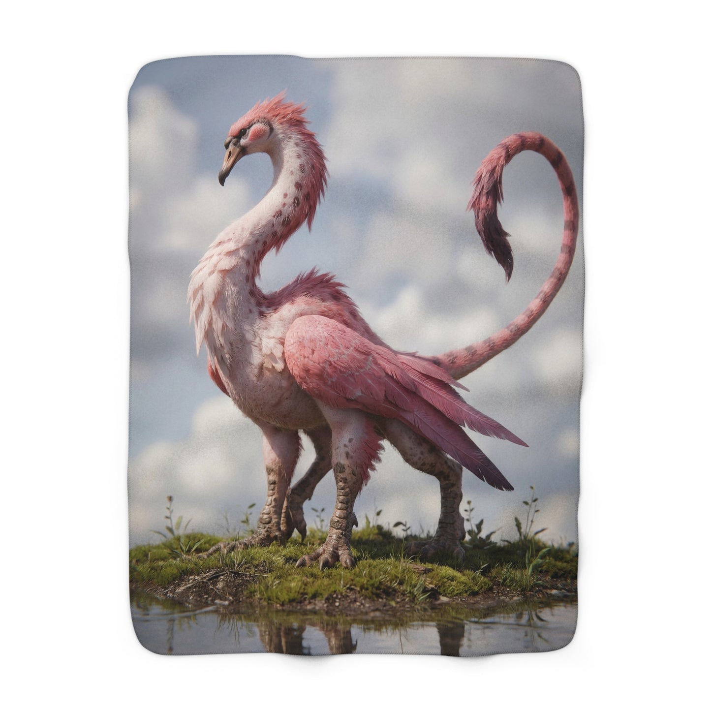 Pink Phoenix Creature Sherpa Fleece Blanket – Dawn Sky Guardian Plush Wrap