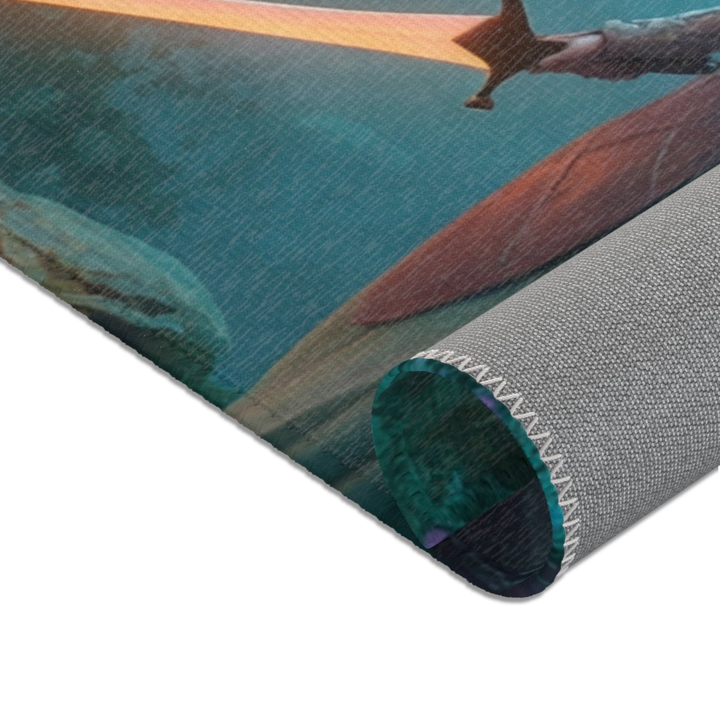 Elven Sentinel Area Rug – Twilight Grove with Glowing Blade
