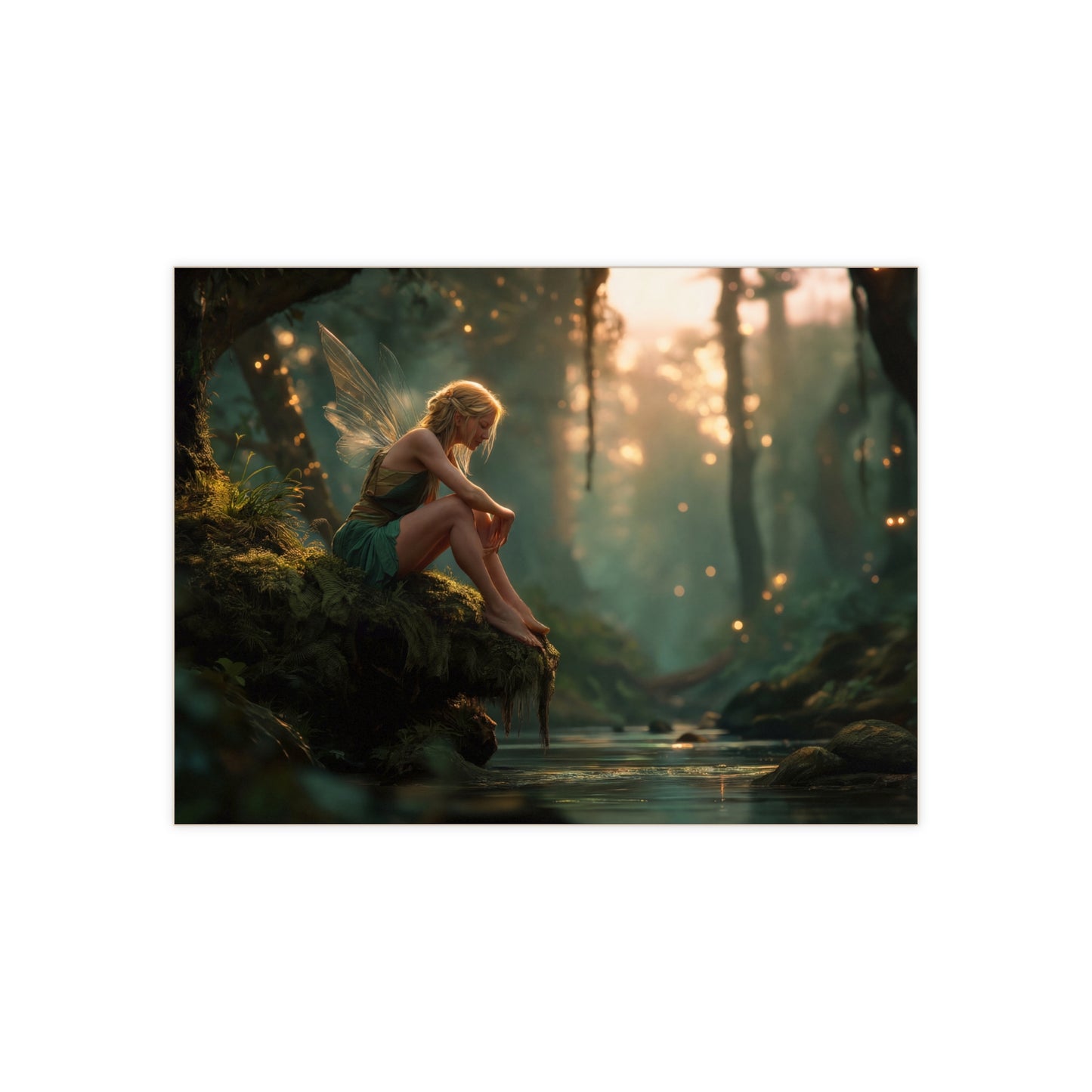 Willow Glade Fairy Ceramic Photo Tile – Golden Hour Solitude