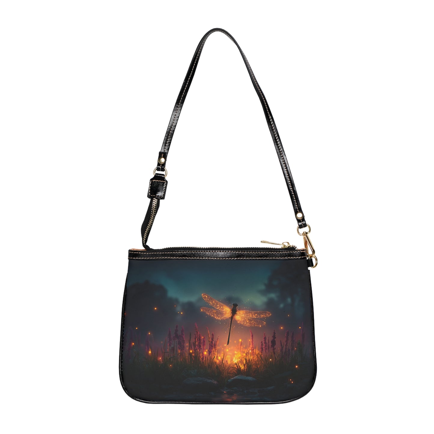 Glowing Dragonfly Small Shoulder Bag – Twilight Meadow Dreamscape