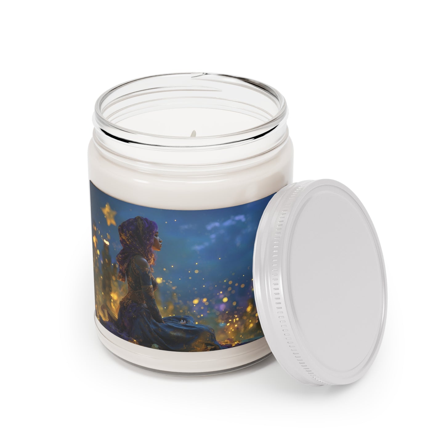 Star-Gazer Sovereign Scented Soy Candles with White Lid, 9oz – Velvet Night & Amber Glow