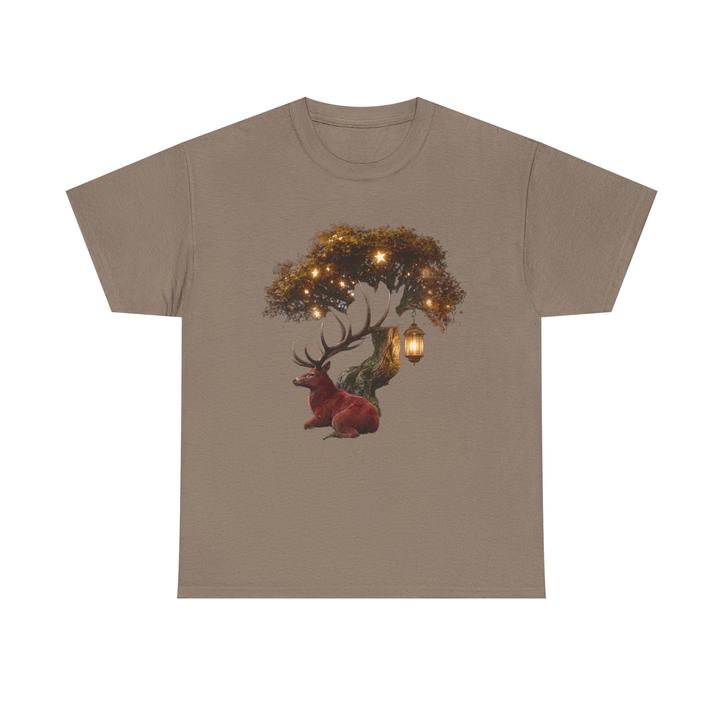 Starlight Stag & Lantern Tee – Autumn Grove Guardian