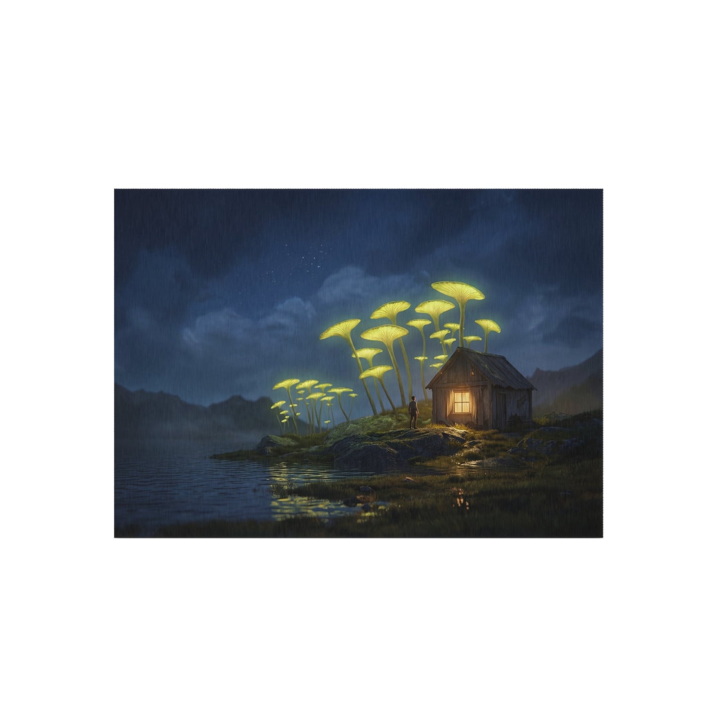 Giant Mushroom Cottage Rug – Bioluminescent Forest Escape