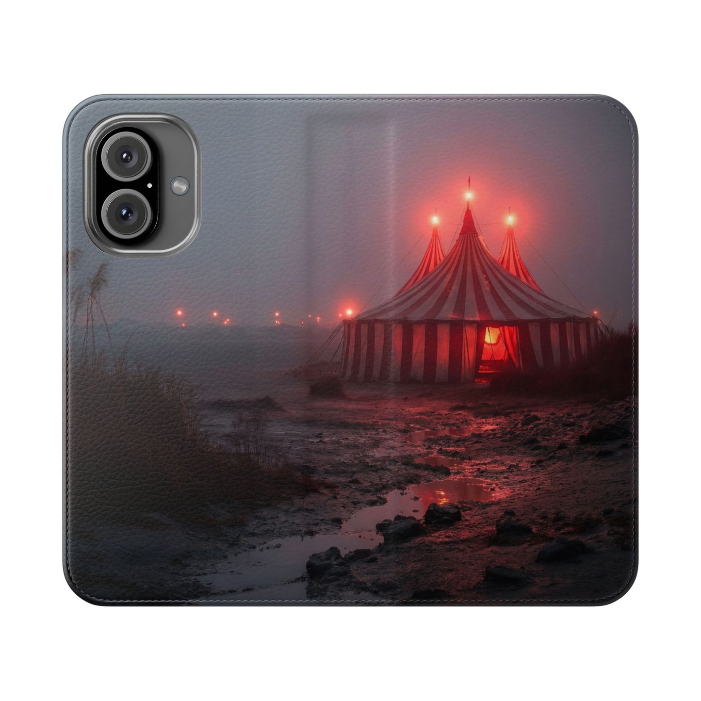 Crimson Circus Tent Flip Cases – Misty Coastside Lantern Scene
