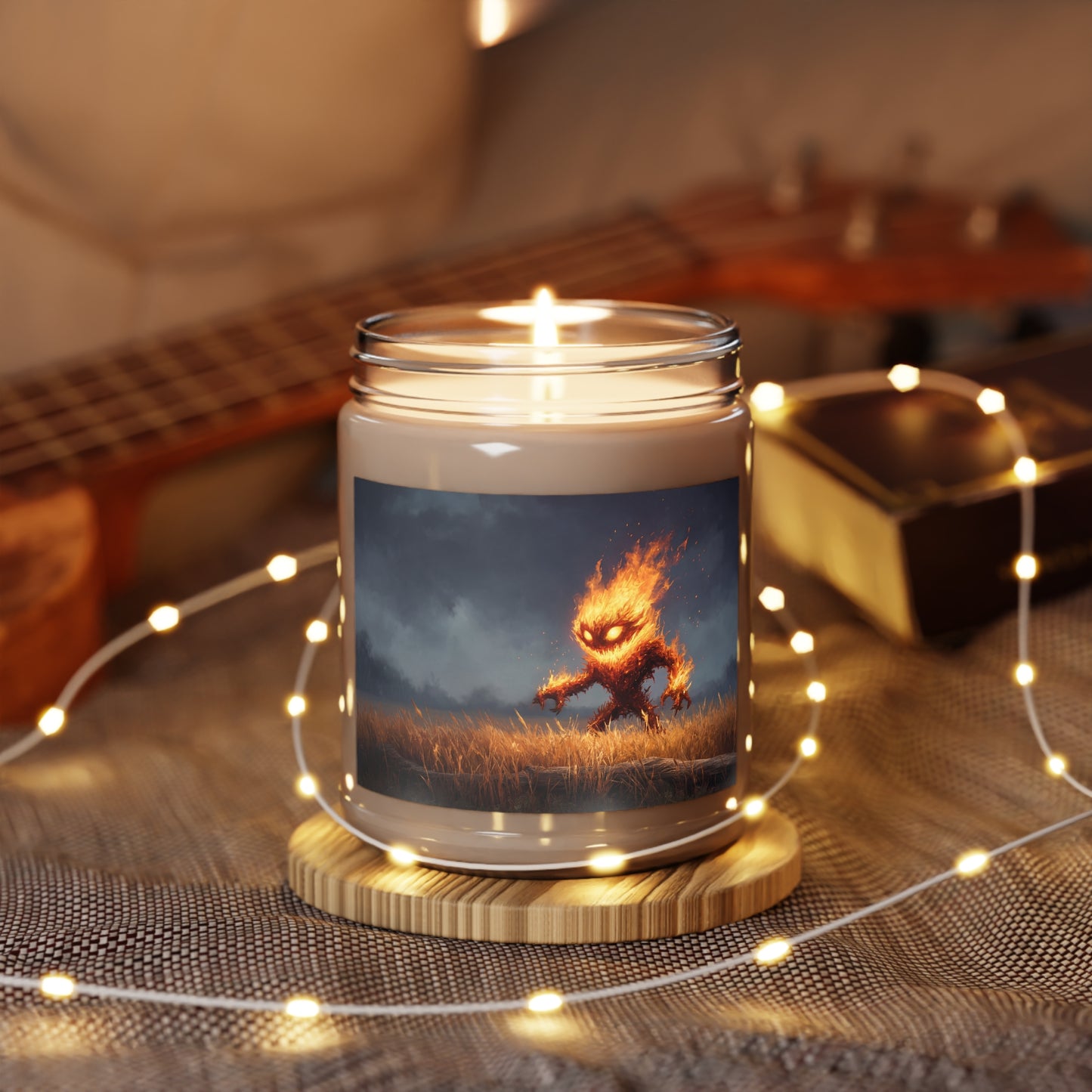 Fiery Guardian Scented Soy Candles with White Lid, 9oz – Embers of the Twilight Field
