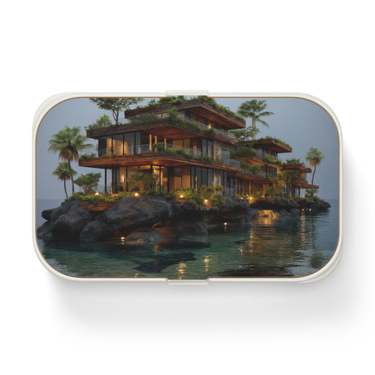 Oceanic Cliffside Villa Bento Lunch Box – Twilight Sanctuary for the Soul