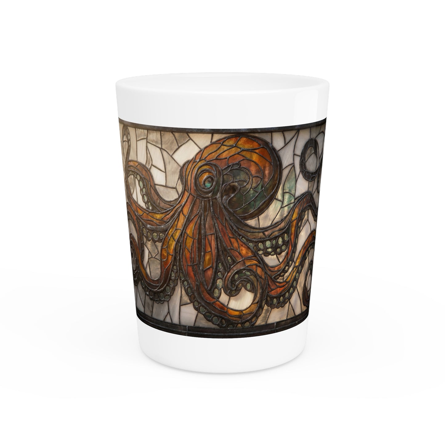 Stained Glass Octopus Shot Glass – Amber Tentacle Guardian