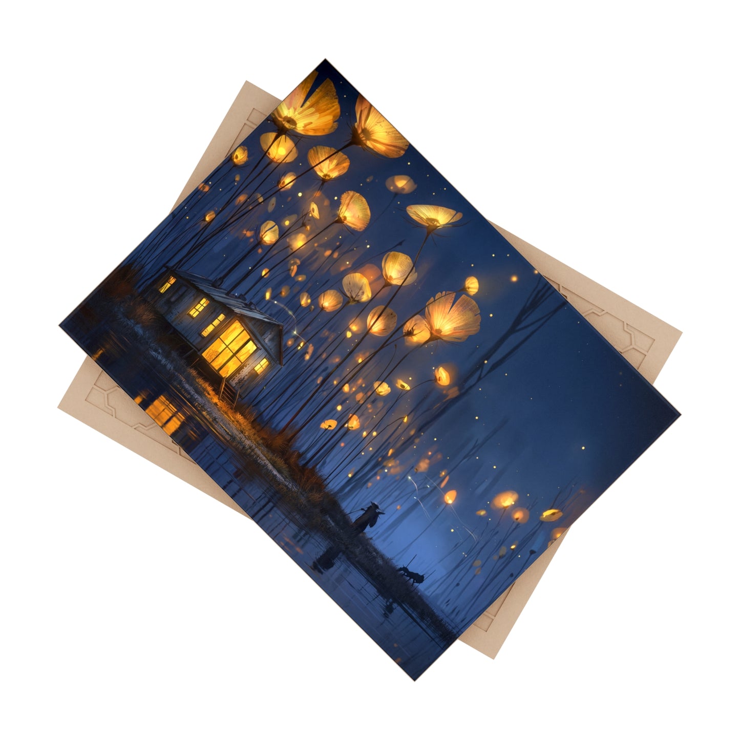 Luminous Wildflower Cottage Tile – Warm Glow in the Twilight Marsh