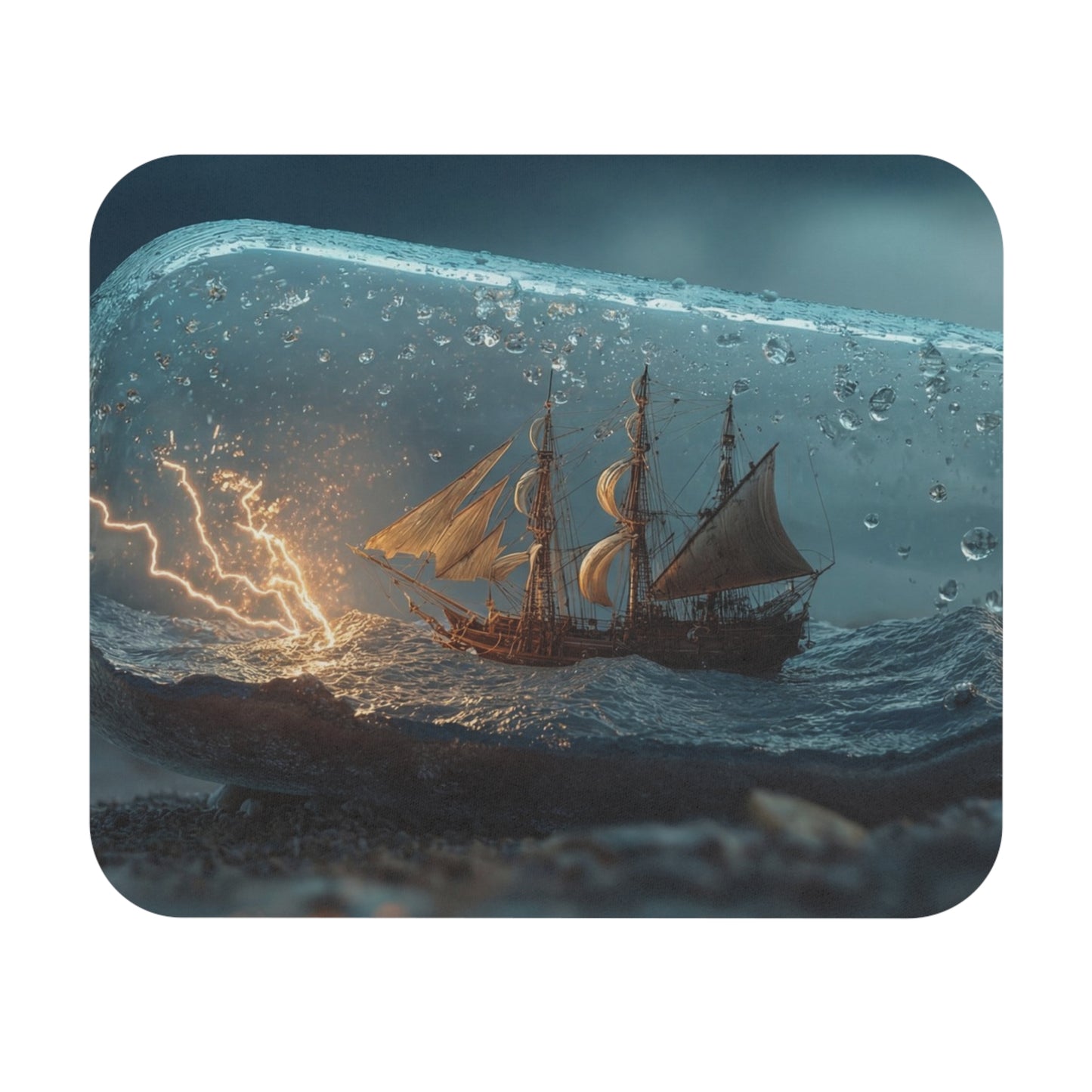 Stormbound Galleon Mouse Pad (Rectangle) – Sea Enclosed in Glass
