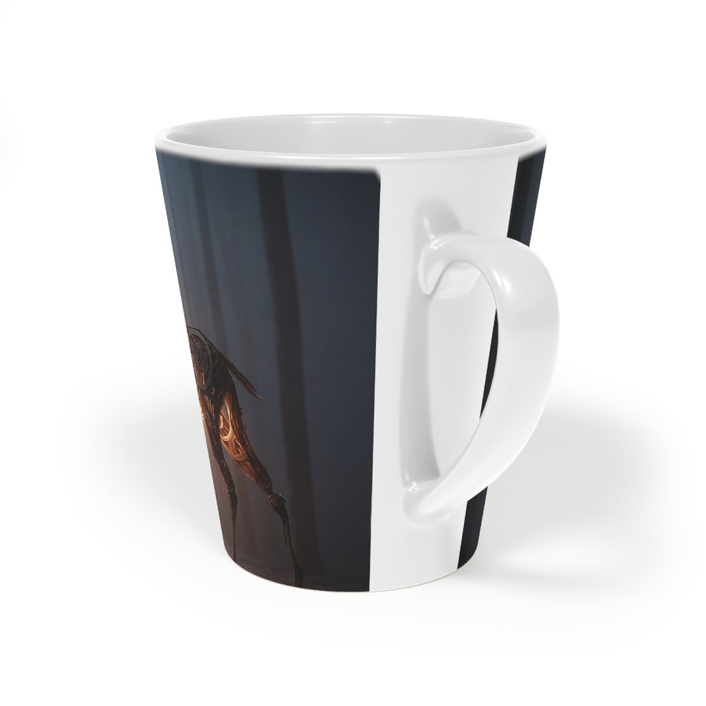 Steampunk Stag Latte Mug – Gilded Mechanism in the Mist