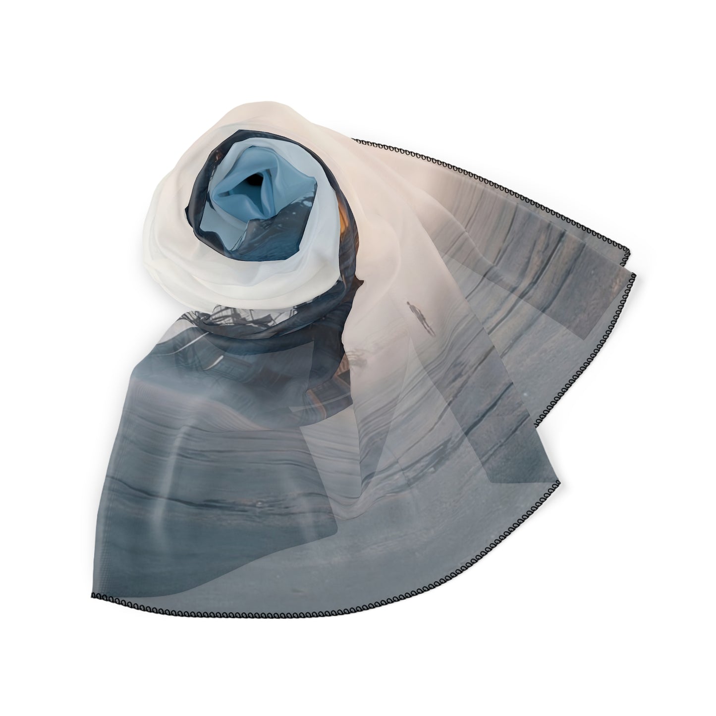 Skyward Steam Tower Poly Scarf – Industrial Dawn Dreamscape