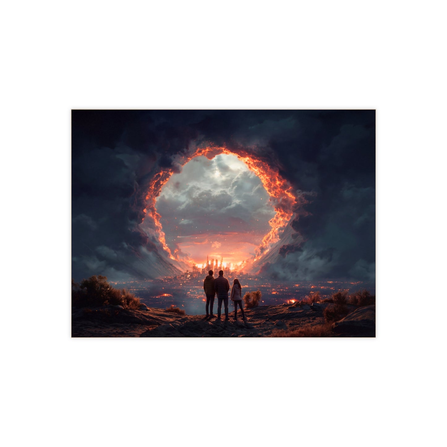 Sky Gate Cityscape Ceramic Photo Tile – Witnessing the Celestial Threshold