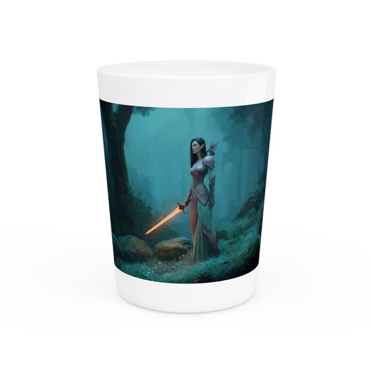 Moonlit Elf Sentinel Shot Glass – Glowing Blade Guardian