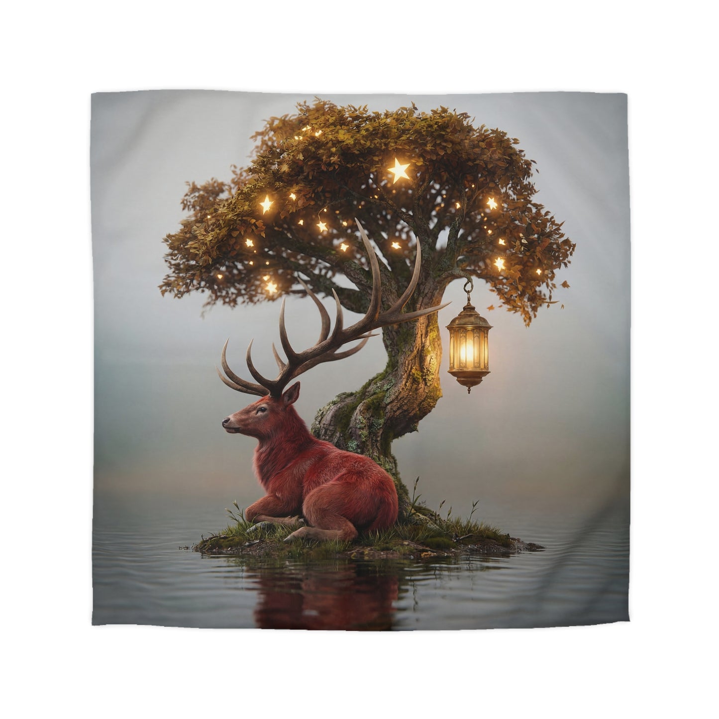 Starlit Stag Microfiber Duvet Cover – Whispering Woods Sanctuary