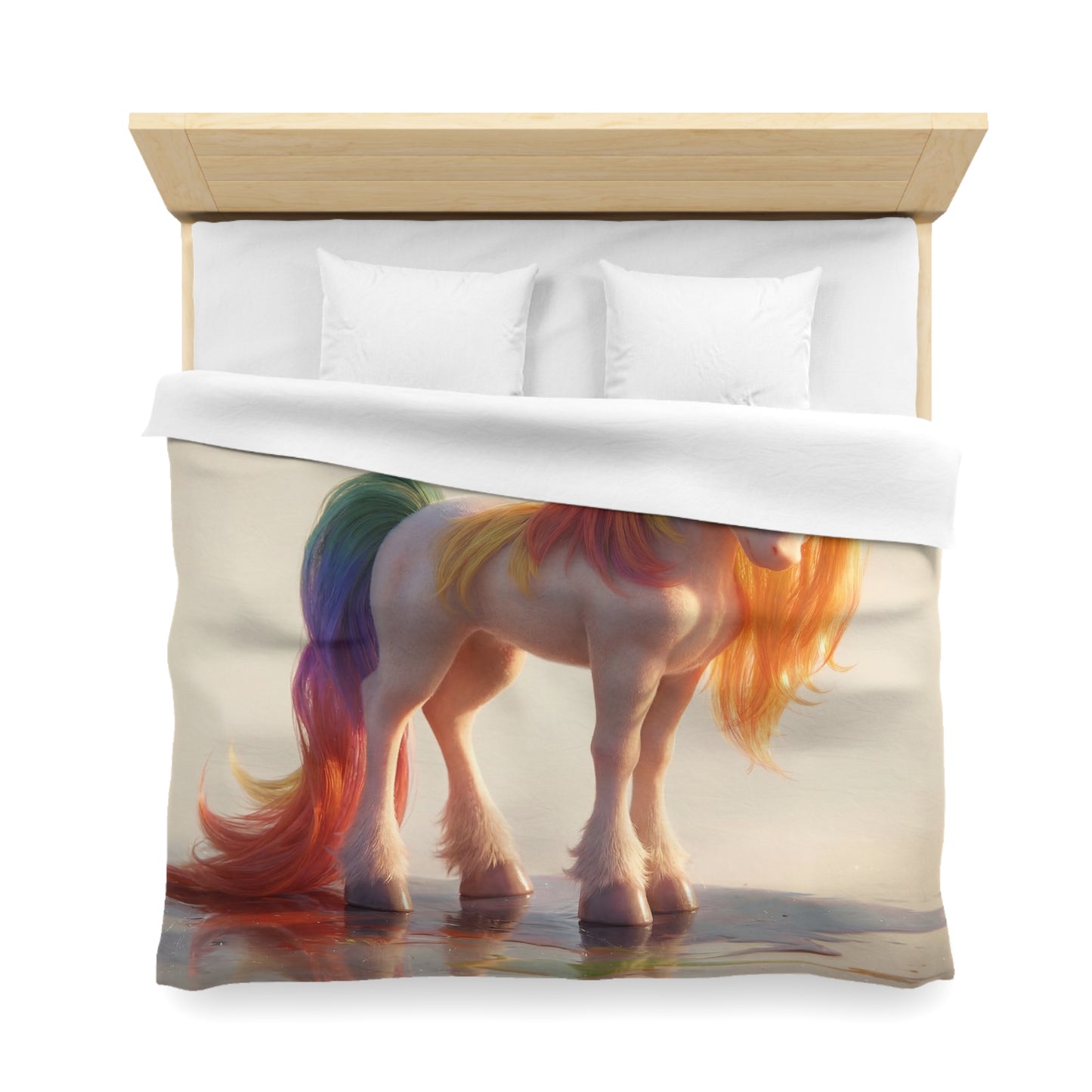 Rainbow Mane Unicorn Microfiber Duvet Cover – Sunset Serenity Dreamscape