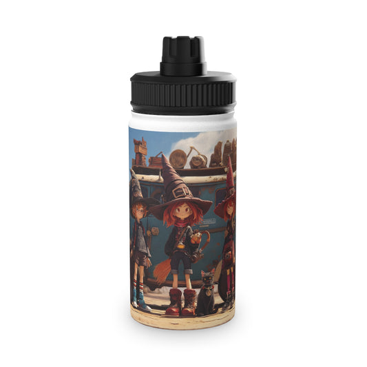 Witch Trio Roadtrip Stainless Steel Water Bottle, Sports Lid – Dusty Desert Spellbound