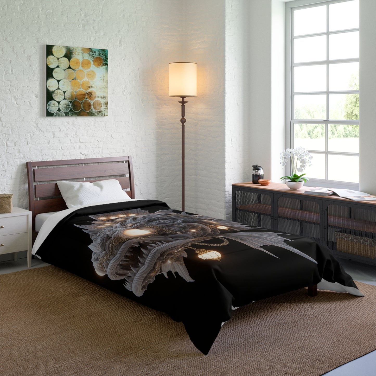 Luminous Deep-Sea Leviathan Comforter – Chandelier Fish in Abyssal Glow