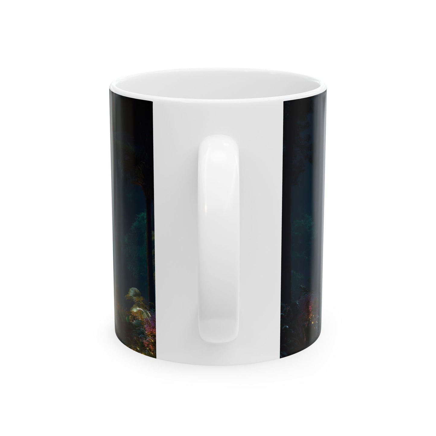 Luminous Floating Rock Ceramic Mug – Tropical Night Sanctuary