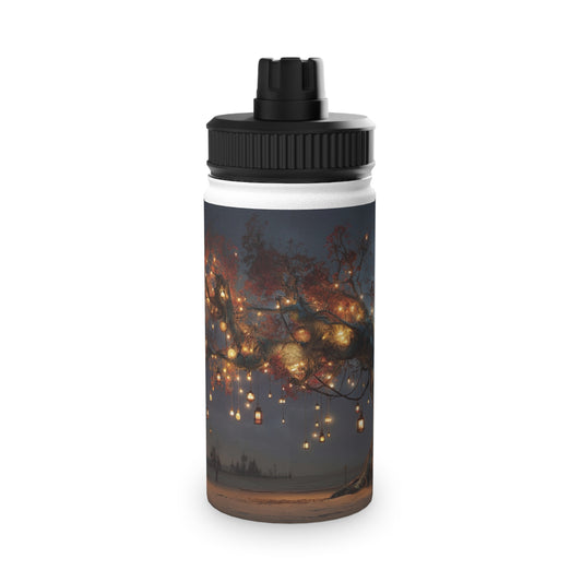 Luminescent Wishing Tree Stainless Steel Water Bottle, Sports Lid – Desert Night’s Warmth