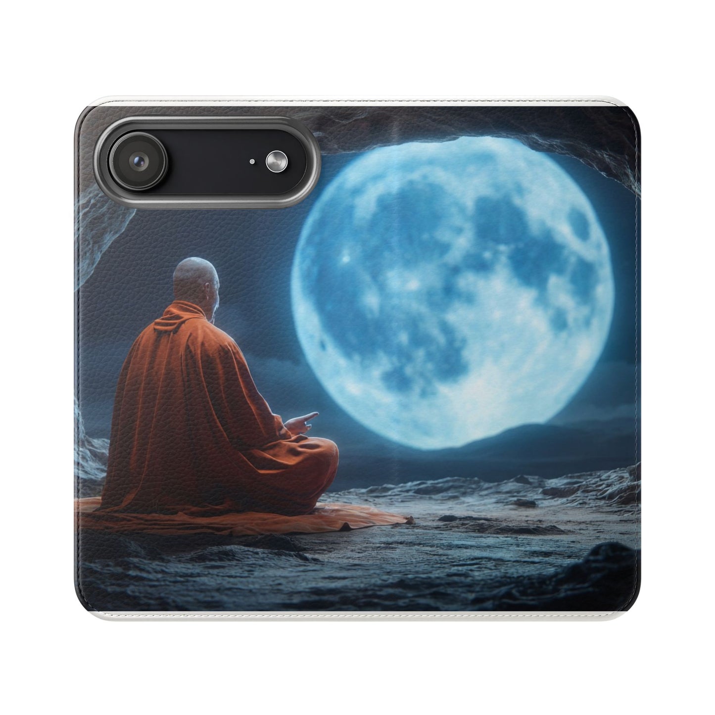 Lunar Meditation Flip Cases – Serene Monk Under Moonlight