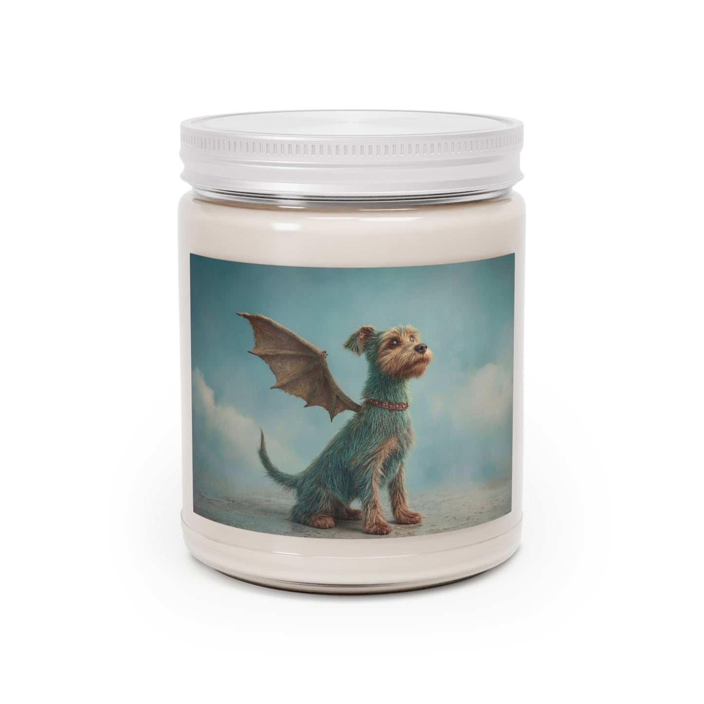 Dragonwing Terrier Scented Soy Candles with White Lid, 9oz – Skybound Guardian’s Whisper