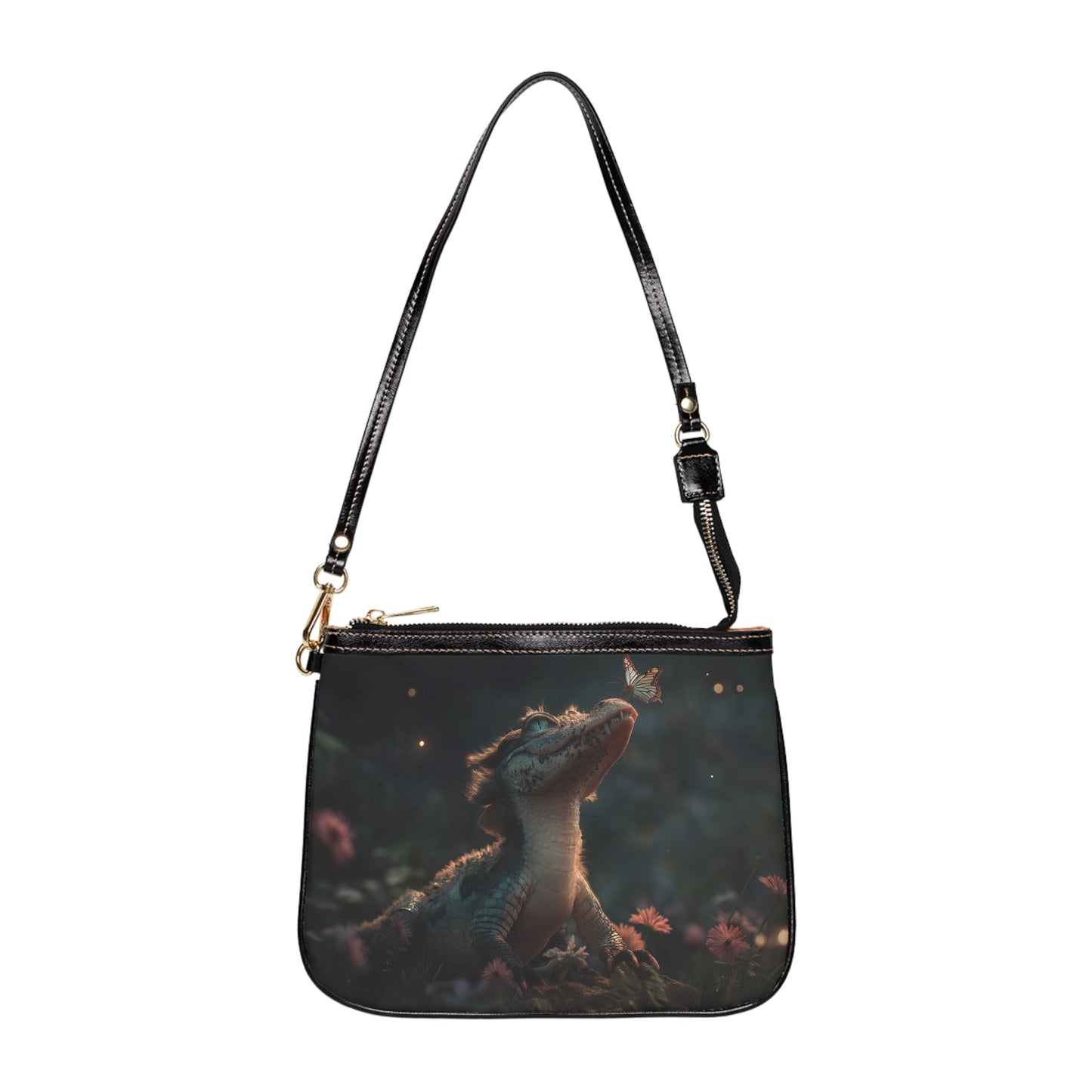 Butterfly-Kissed Alligator Small Shoulder Bag – Twilight Garden Whimsy