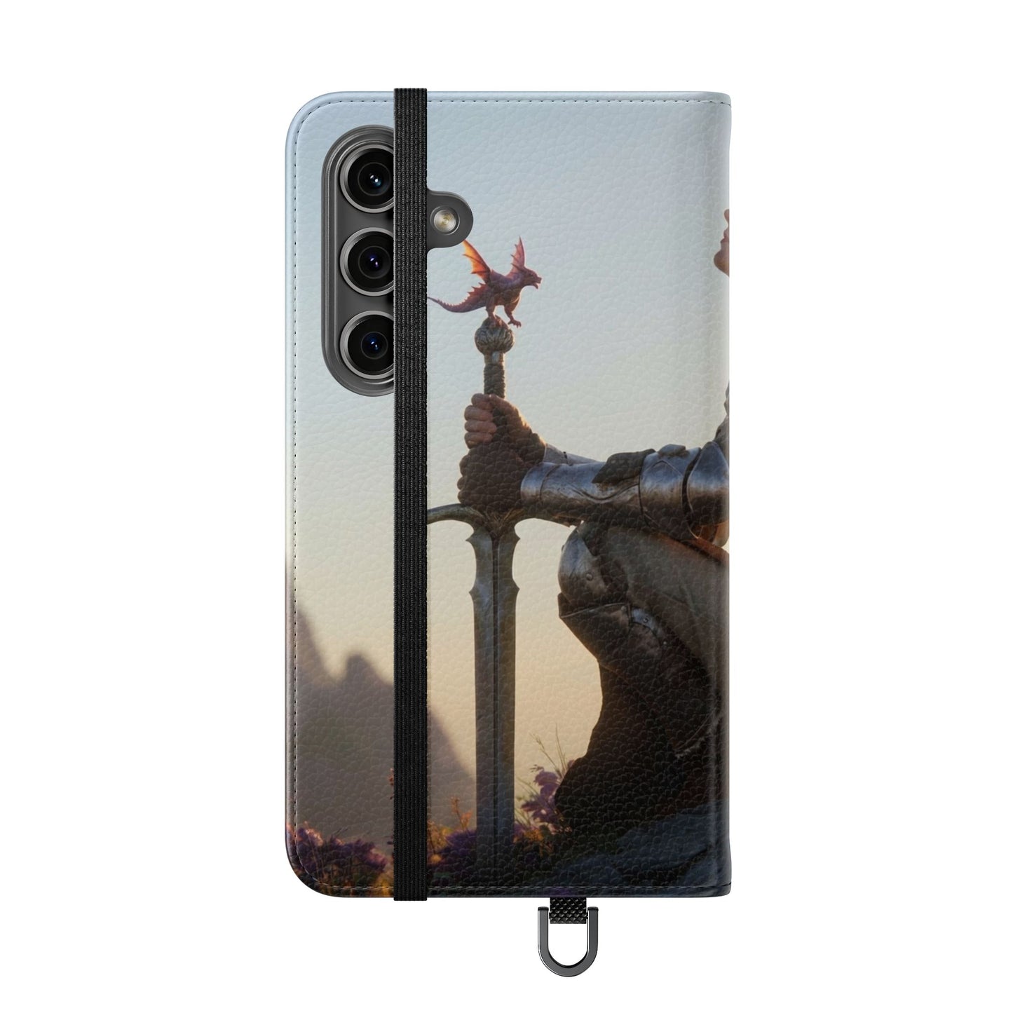 Dragon Knight Flip Cases – Sunlit Sentinel with Mini Drake and Sword