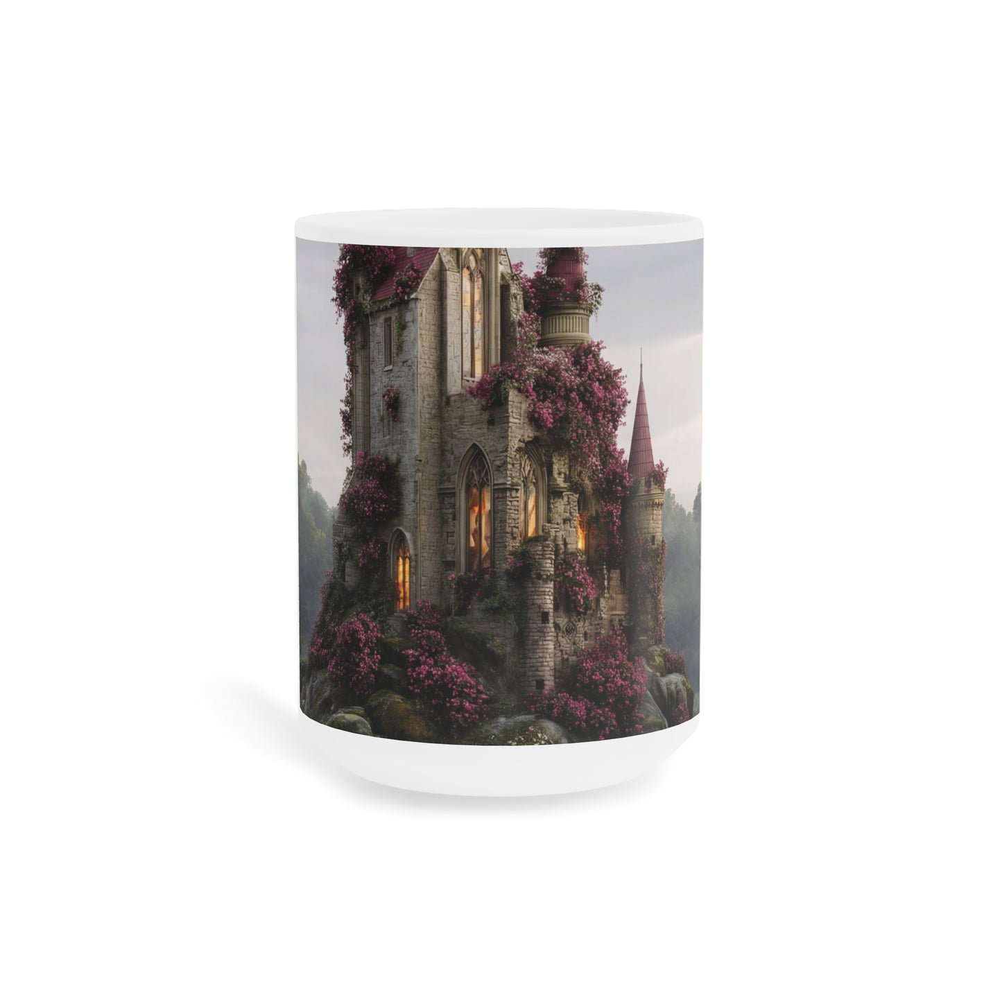 Rose-Wreathed Castle Ceramic Mugs (11oz\15oz\20oz) – Twilight Sanctuary