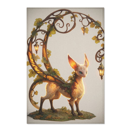 Whimsical Lantern Arch Rug – Golden Twilight Guardian
