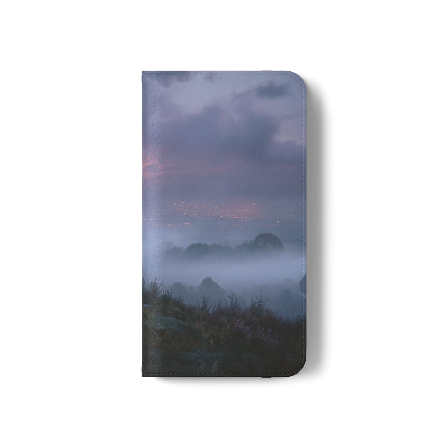 Misty Hilltop Flip Cases – Red-Haired Wanderer at Twilight
