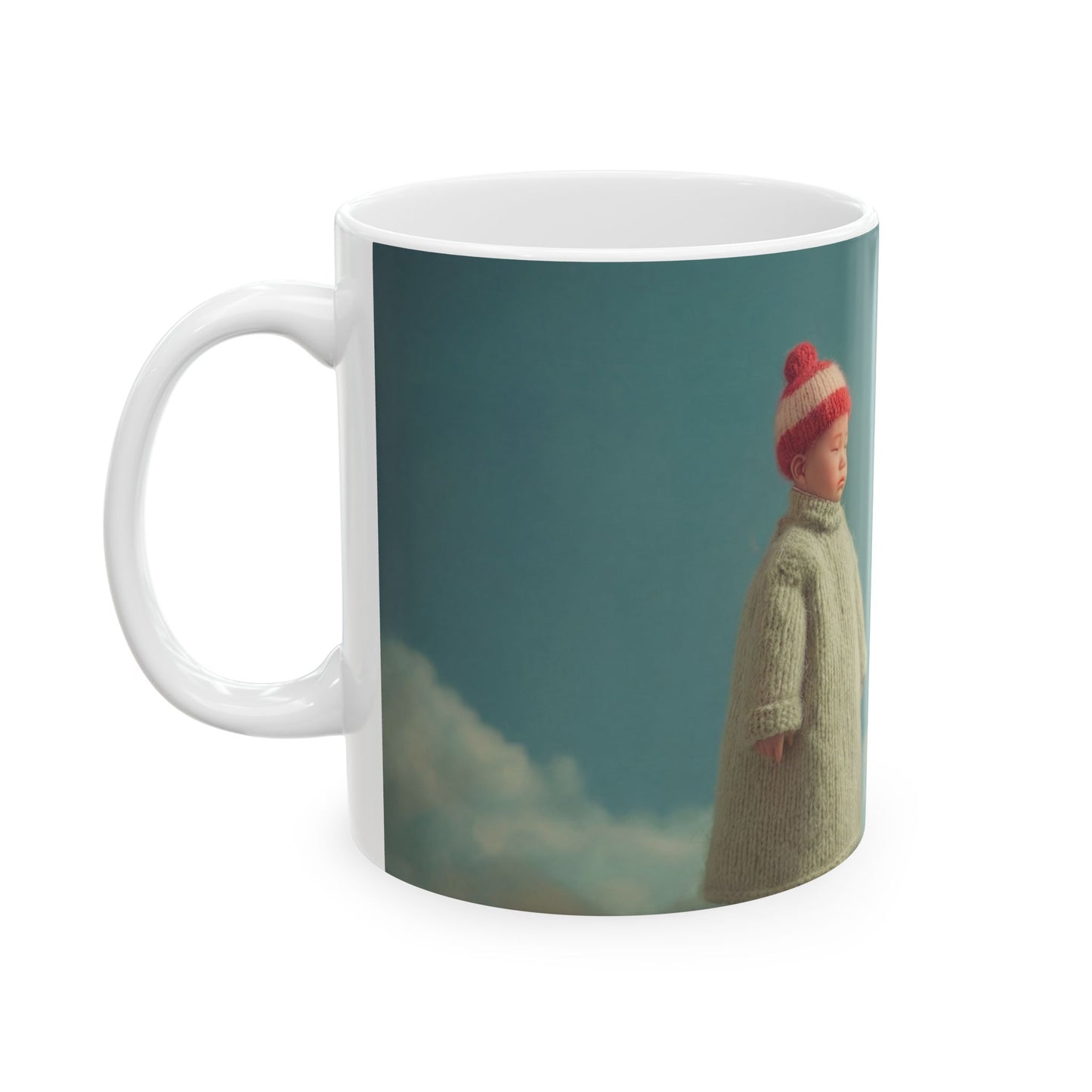 Woolen Dragon & Child Ceramic Mug – Cloud-Filled Whimsy