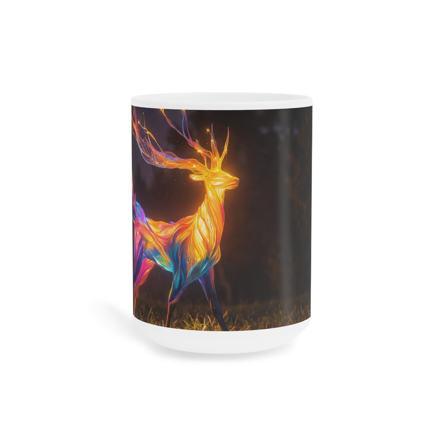 Chromatic Stag Ceramic Mugs (11oz\15oz\20oz) – Night Garden Luminescence