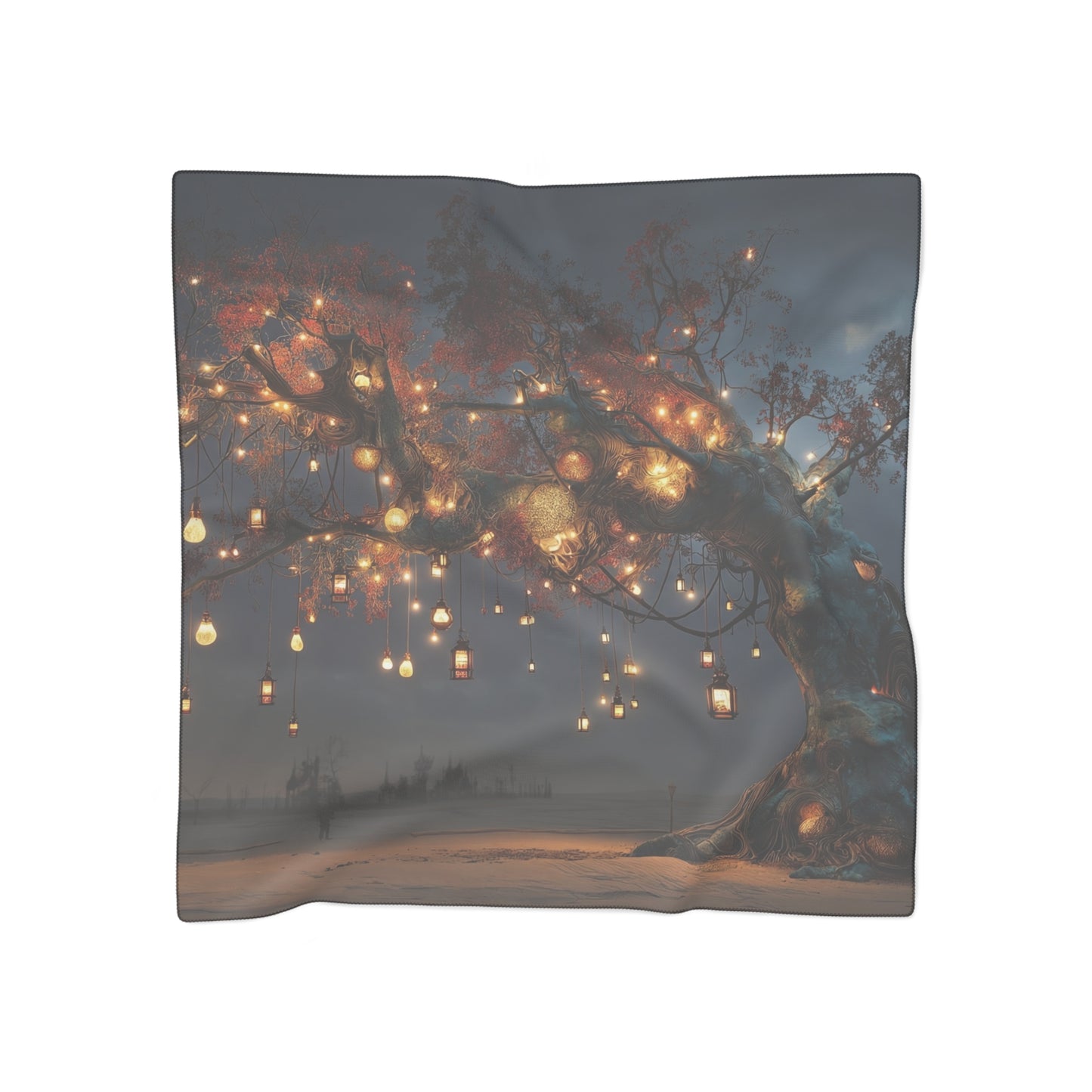 Luminous Wisp Tree Poly Scarf – Desert Night Bloom