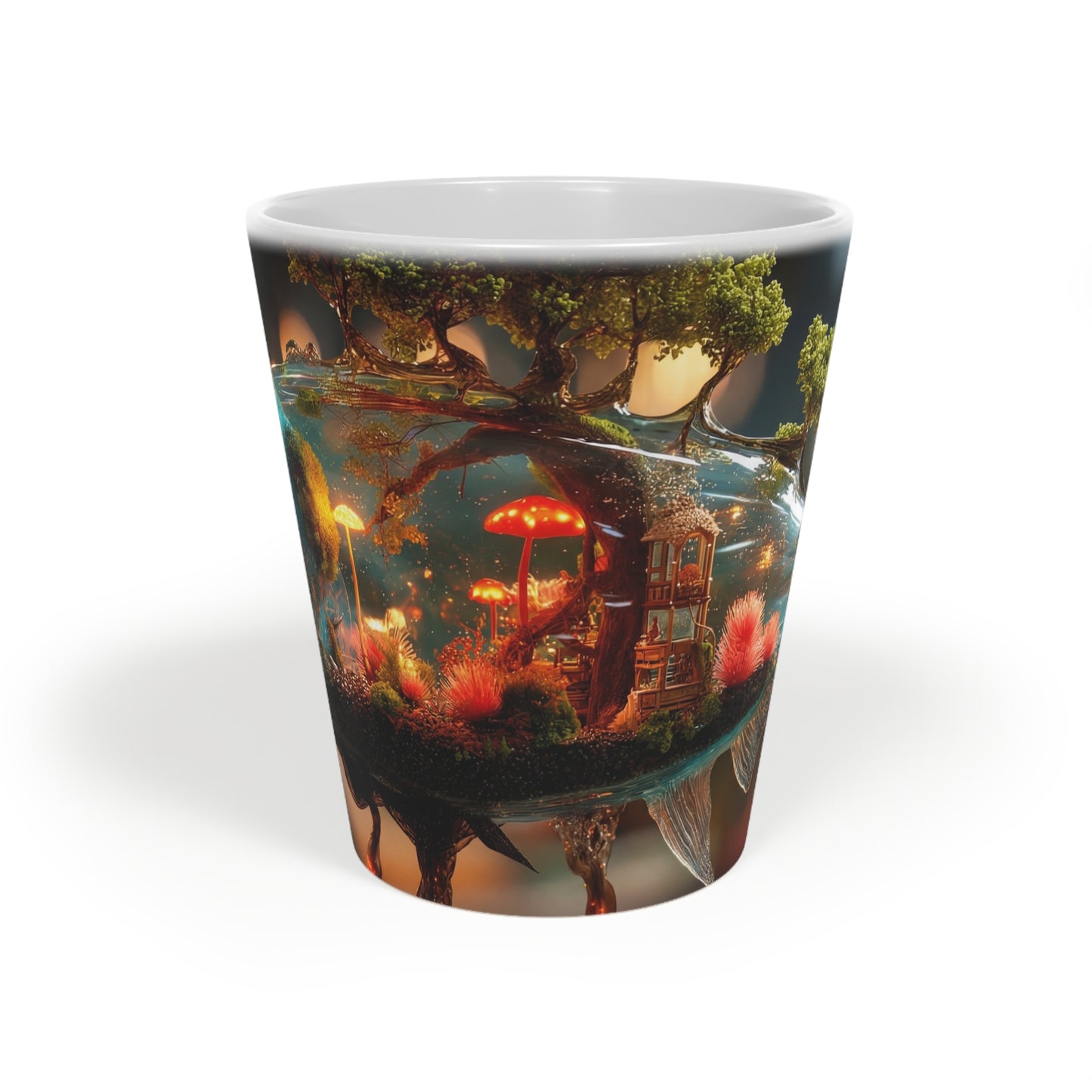 Forest Within Fish Latte Mug – Bioluminescent Underwater Sanctuary